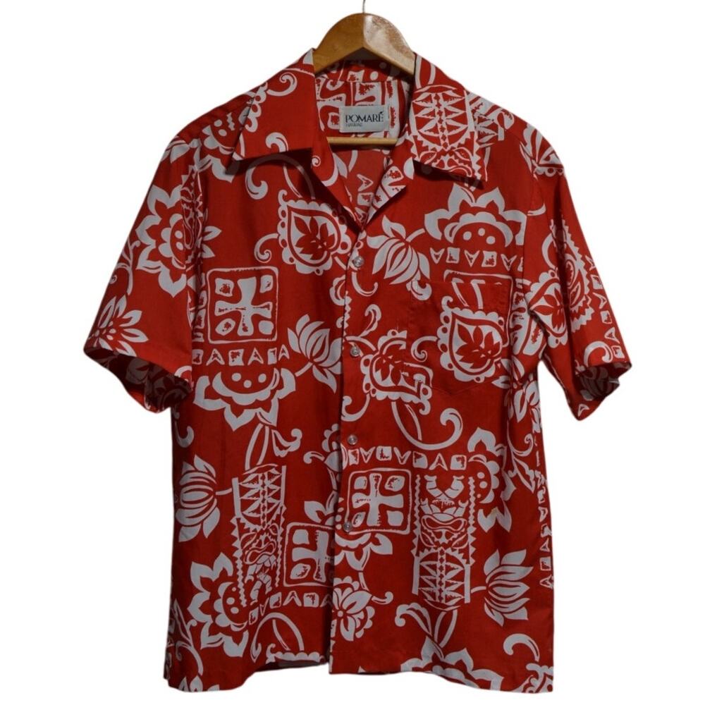 Vintage Pomare Hawaii Red & White Hawaiian Men's and Woman's Shirts Size Med